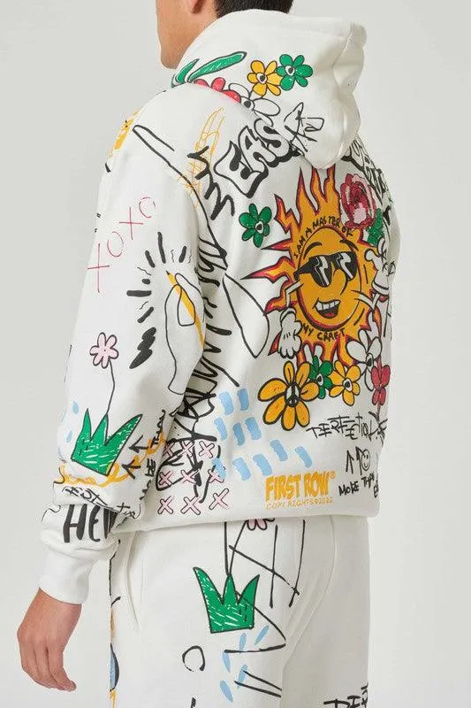 All Over Hand Drawing Hoodie