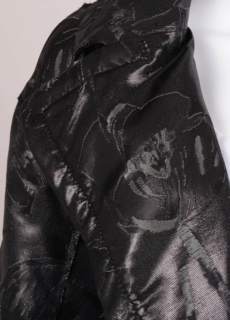 Black Metallic and Grey Floral Jacquard Lightweight Jacket