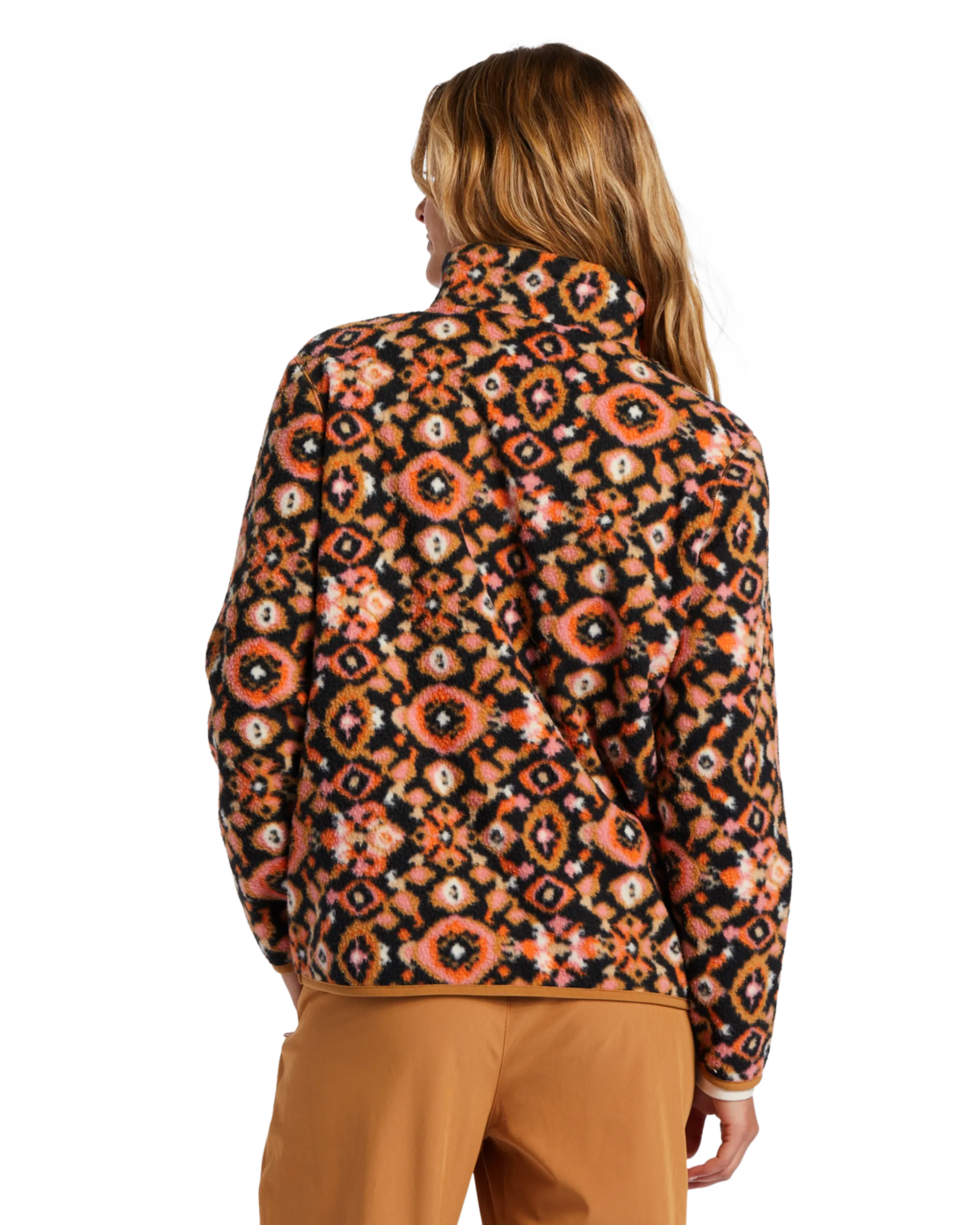 Boundary Mock 3 Fleece Jacket in Papaya