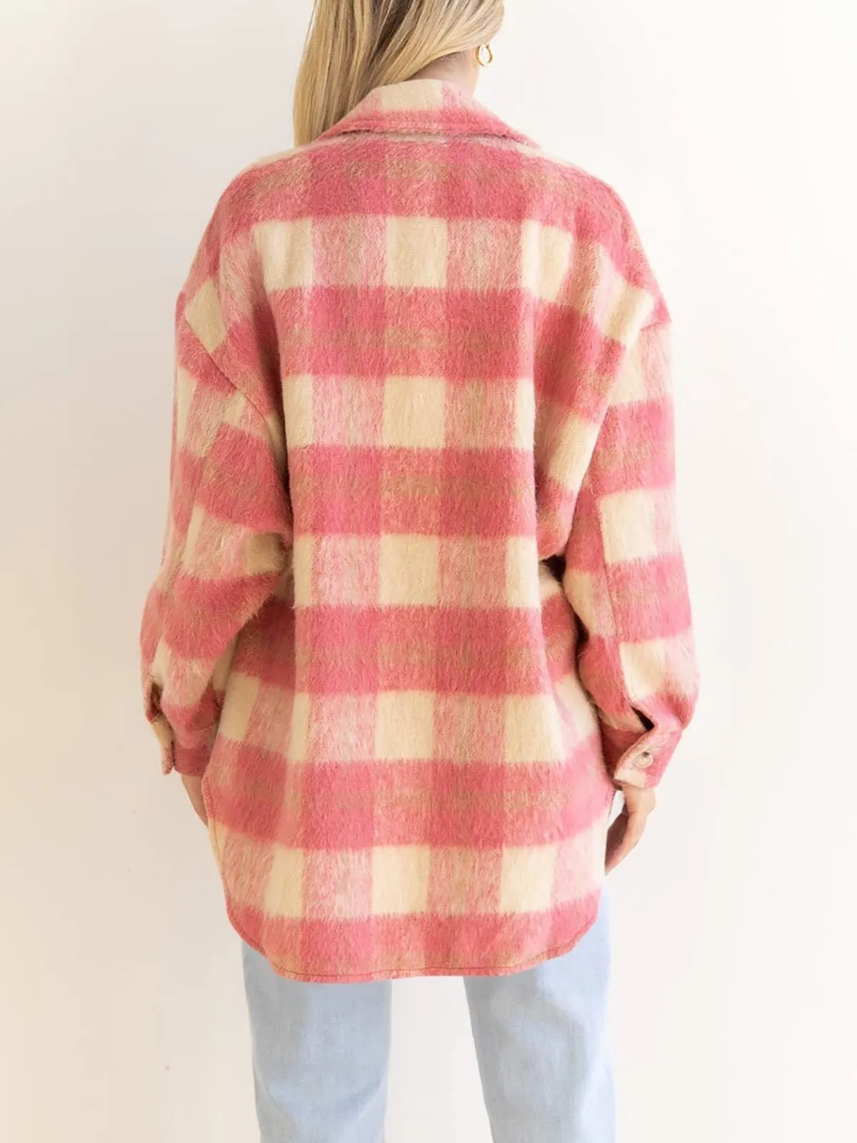 Button-Down Plaid Jacket for Women