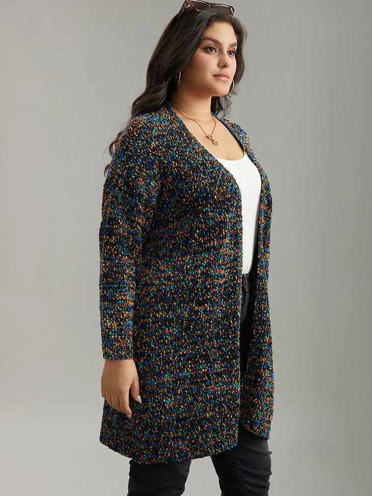 Color Textured Open Front Cardigan