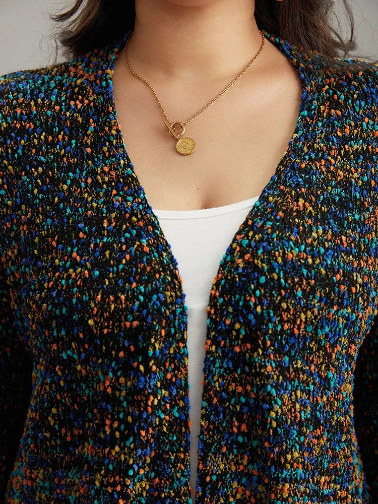 Color Textured Open Front Cardigan