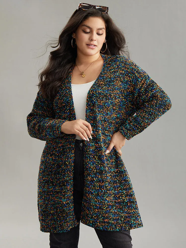 Color Textured Open Front Cardigan