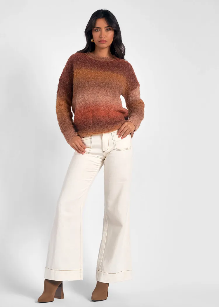 Elan Josie Sweater - Orange Space Dye-***FINAL SALE***