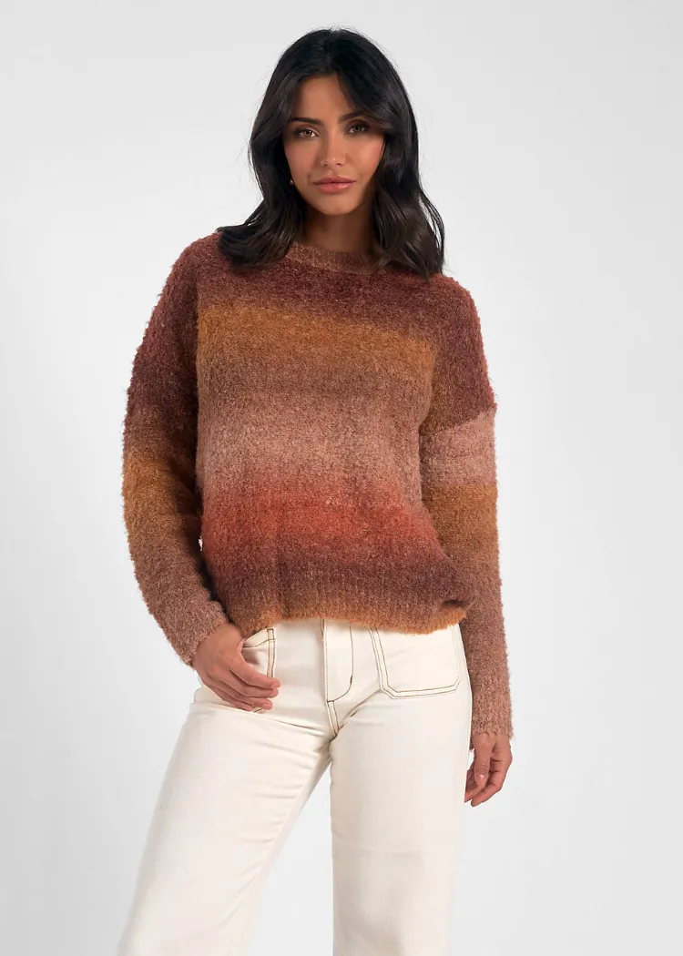 Elan Josie Sweater - Orange Space Dye-***FINAL SALE***