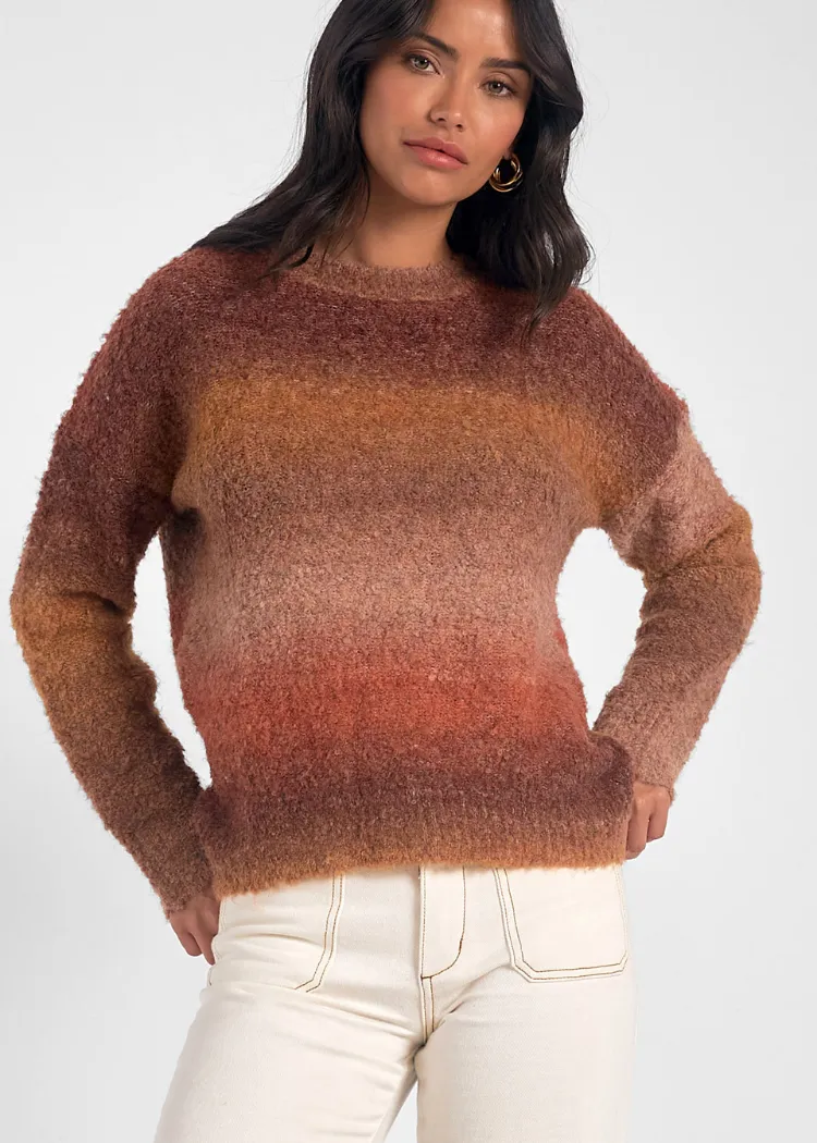 Elan Josie Sweater - Orange Space Dye-***FINAL SALE***