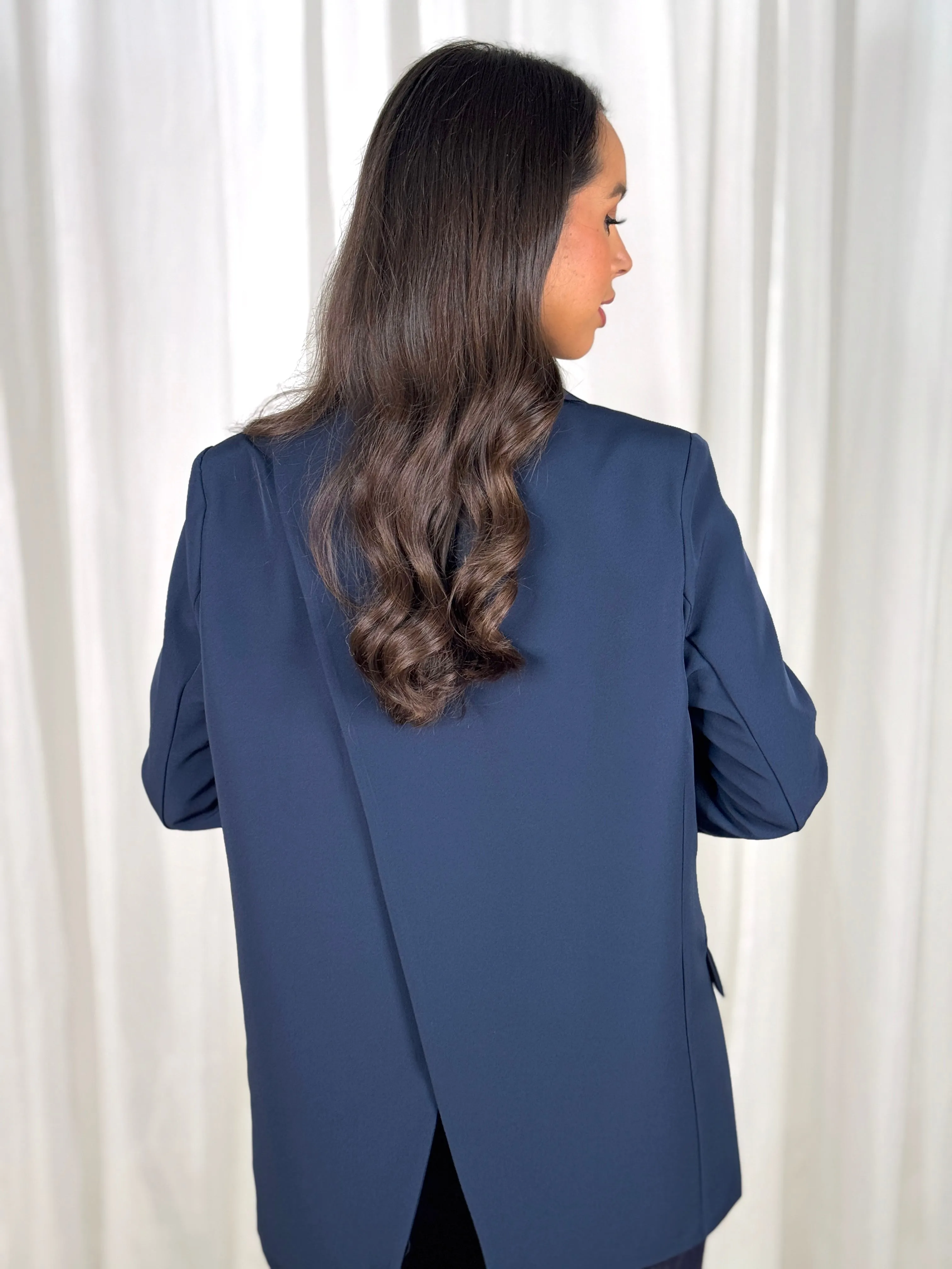 Erica Open Back Blazer In Navy