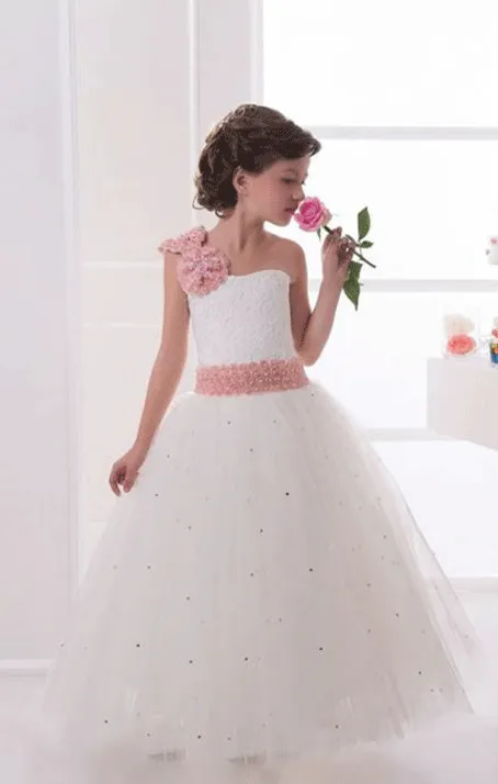 Fashion High Quality Flower Girl Dresses,White Flower Girl Dresses,Sleeveless Flower Girl Dresses