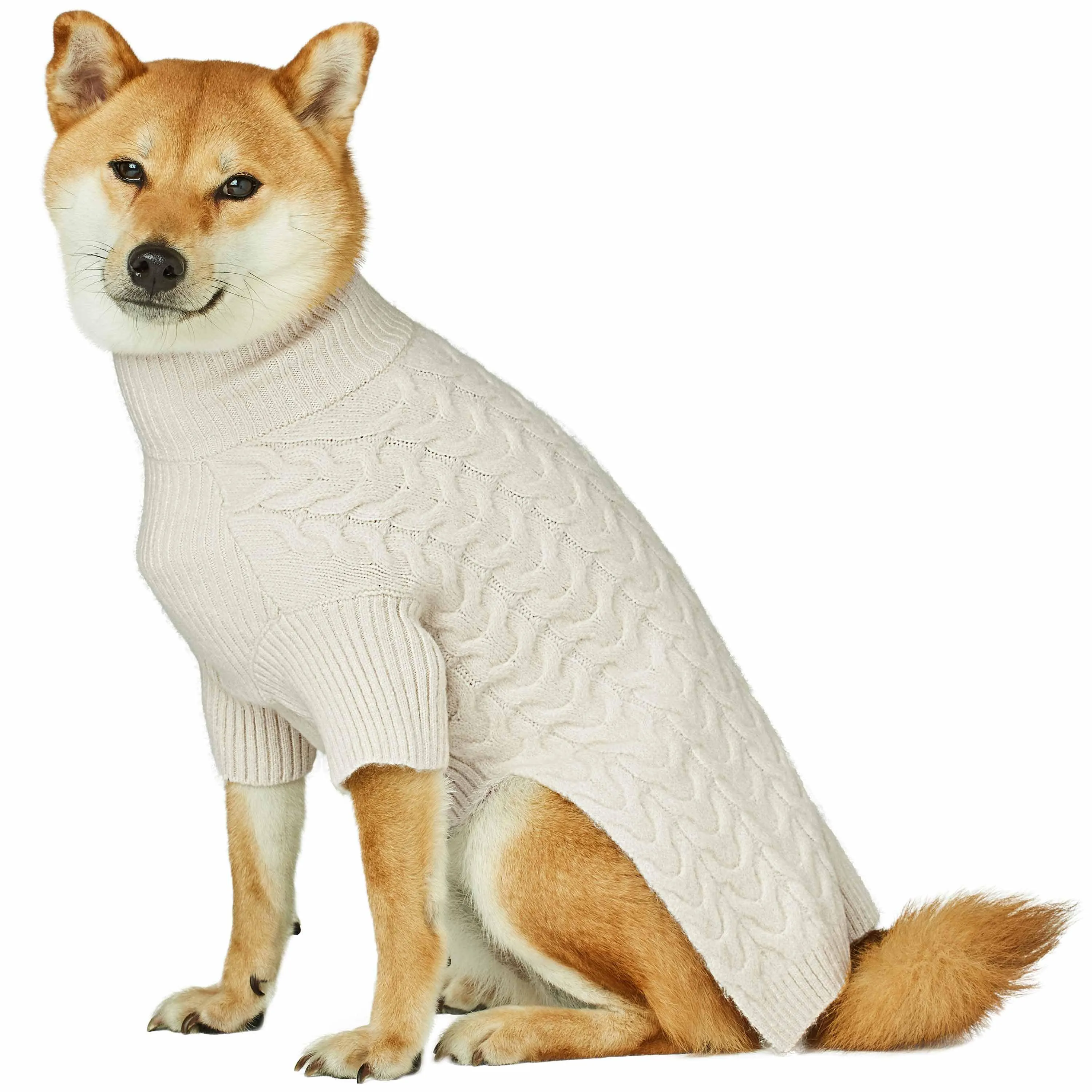 Fuzzy Textured Knit Dog Sweater, Turtle-neck