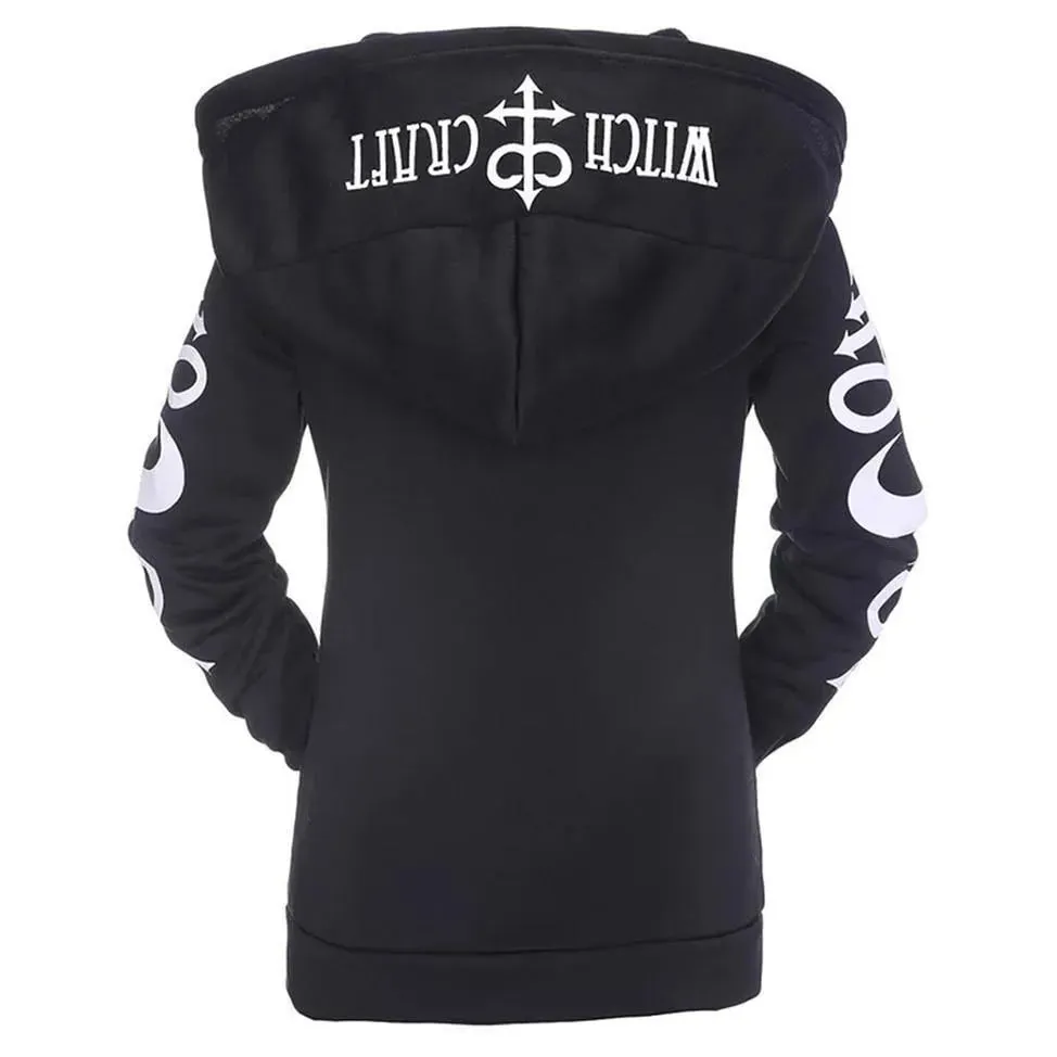 Gothic Moon and Rune Women's Jacket: Lightweight Jacket with bold rune print