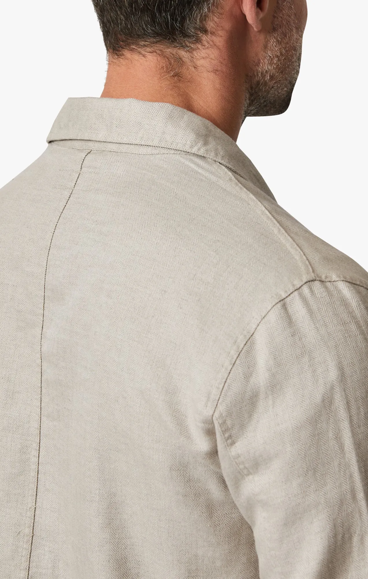 Herringbone Overshirt In Beige