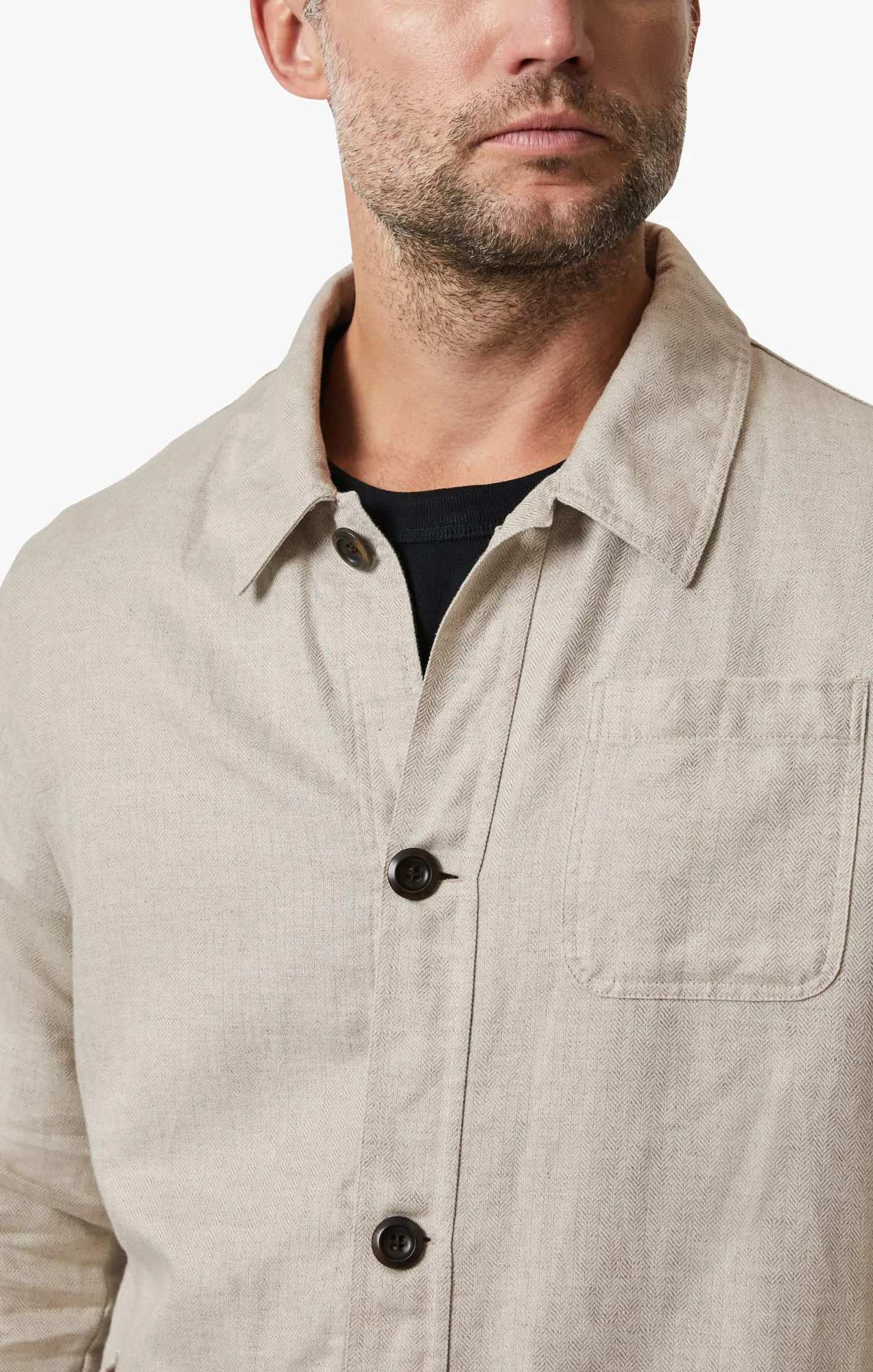 Herringbone Overshirt In Beige