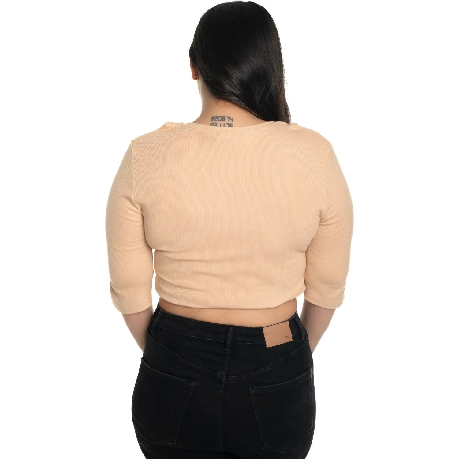 Hosiery Blouse- XXL Deep Round Neck (Elbow Sleeves)