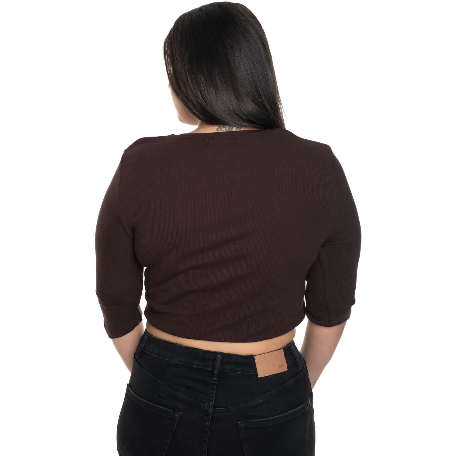 Hosiery Blouse- XXL Deep Round Neck (Elbow Sleeves)