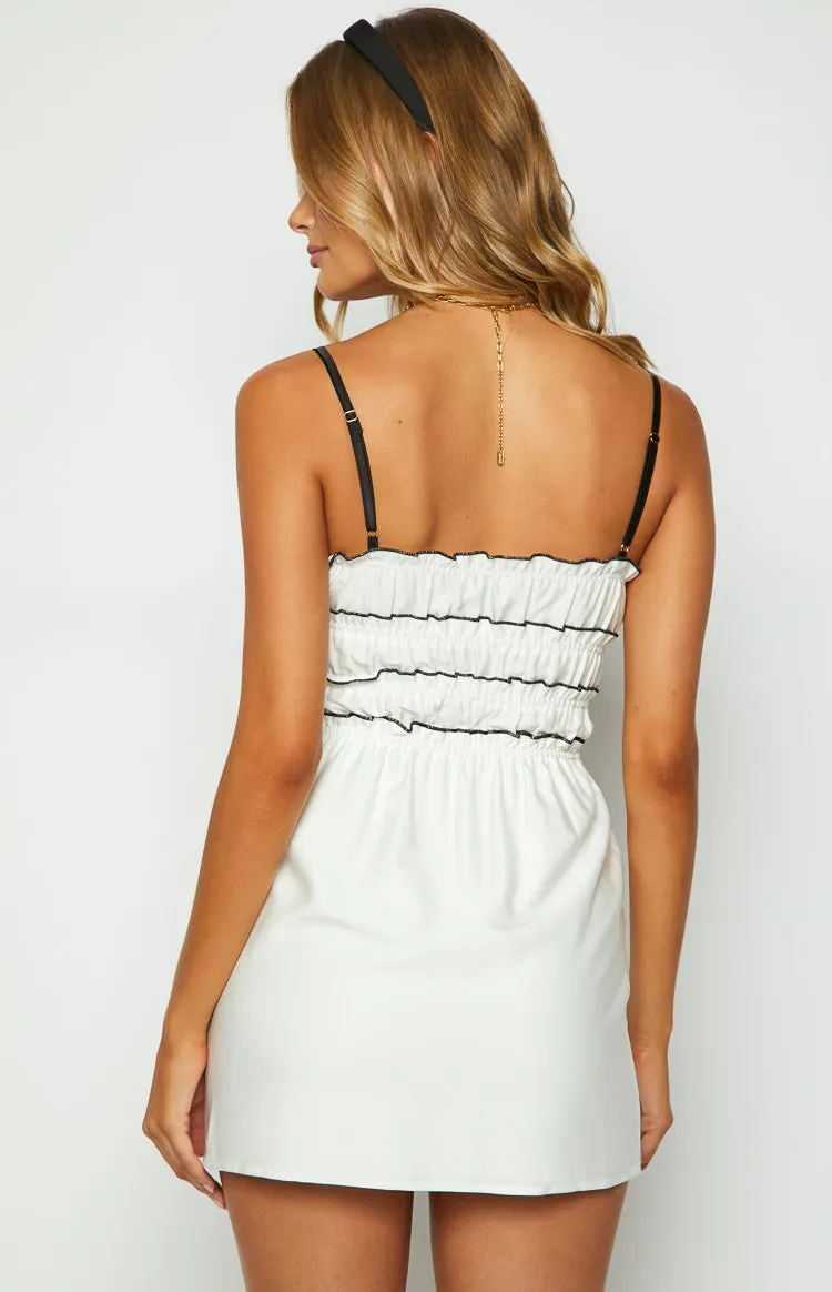 It Girl White Bow Mini Dress