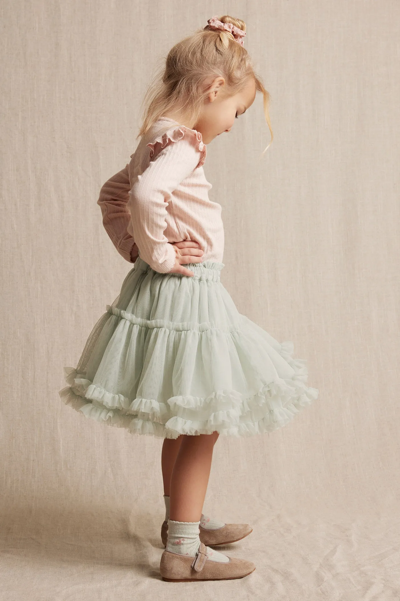 Kids' green mesh skirt