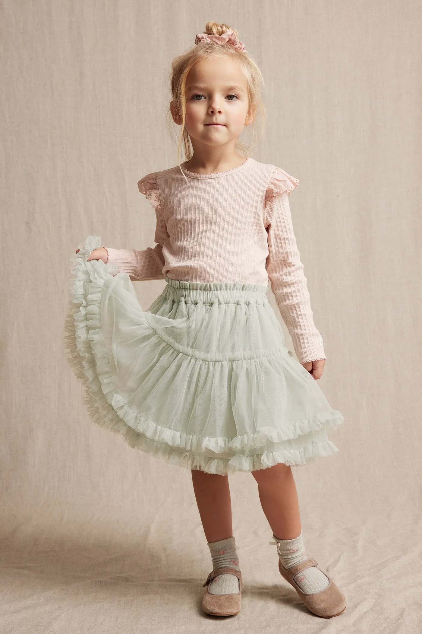 Kids' green mesh skirt