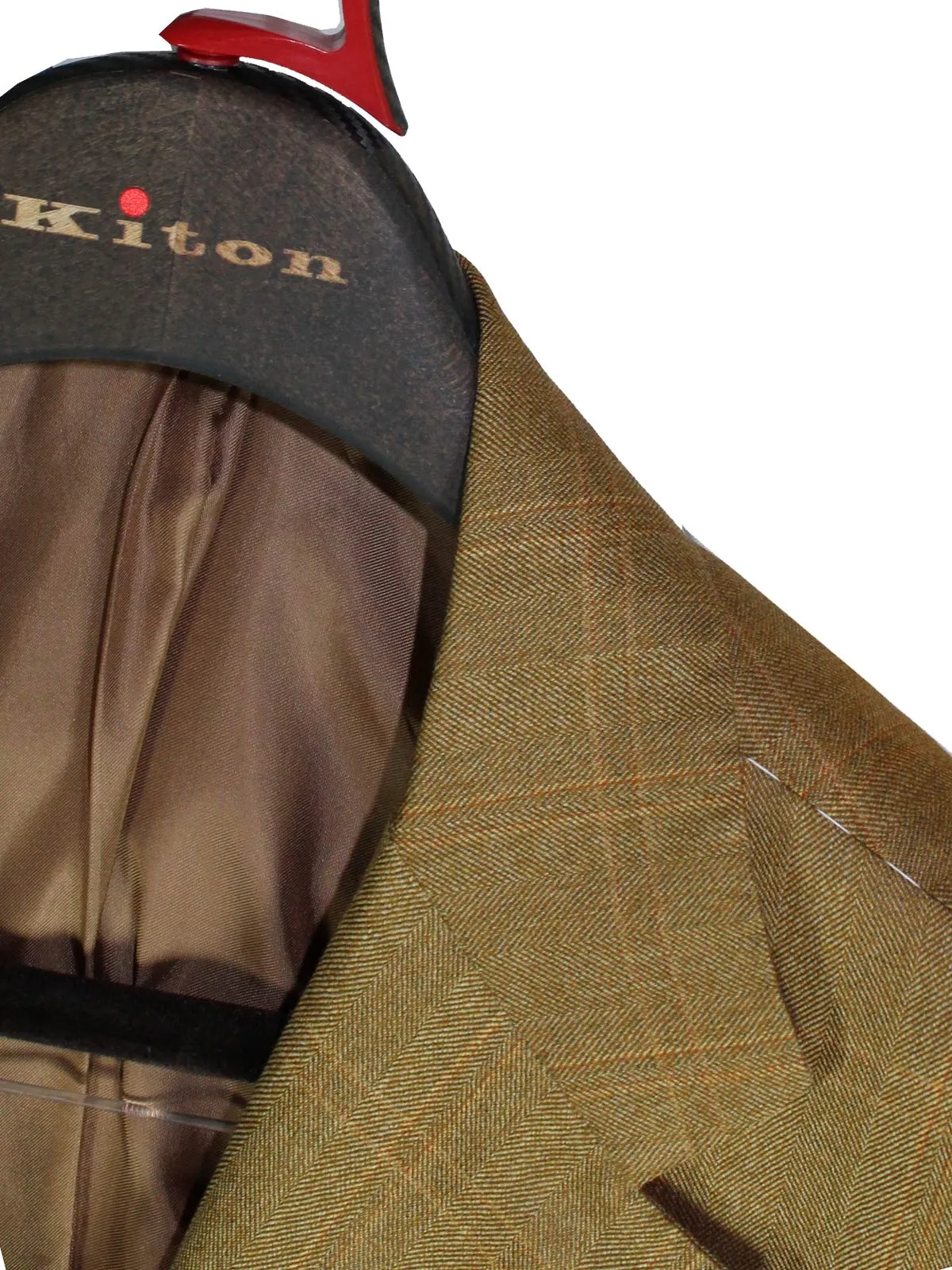 Kiton Sport Coat Olive-Brown Windowpane Wool Blazer EUR 50/ US 40 L REDUCED - SALE