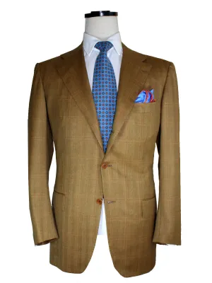 Kiton Sport Coat Olive-Brown Windowpane Wool Blazer EUR 50/ US 40 L REDUCED - SALE