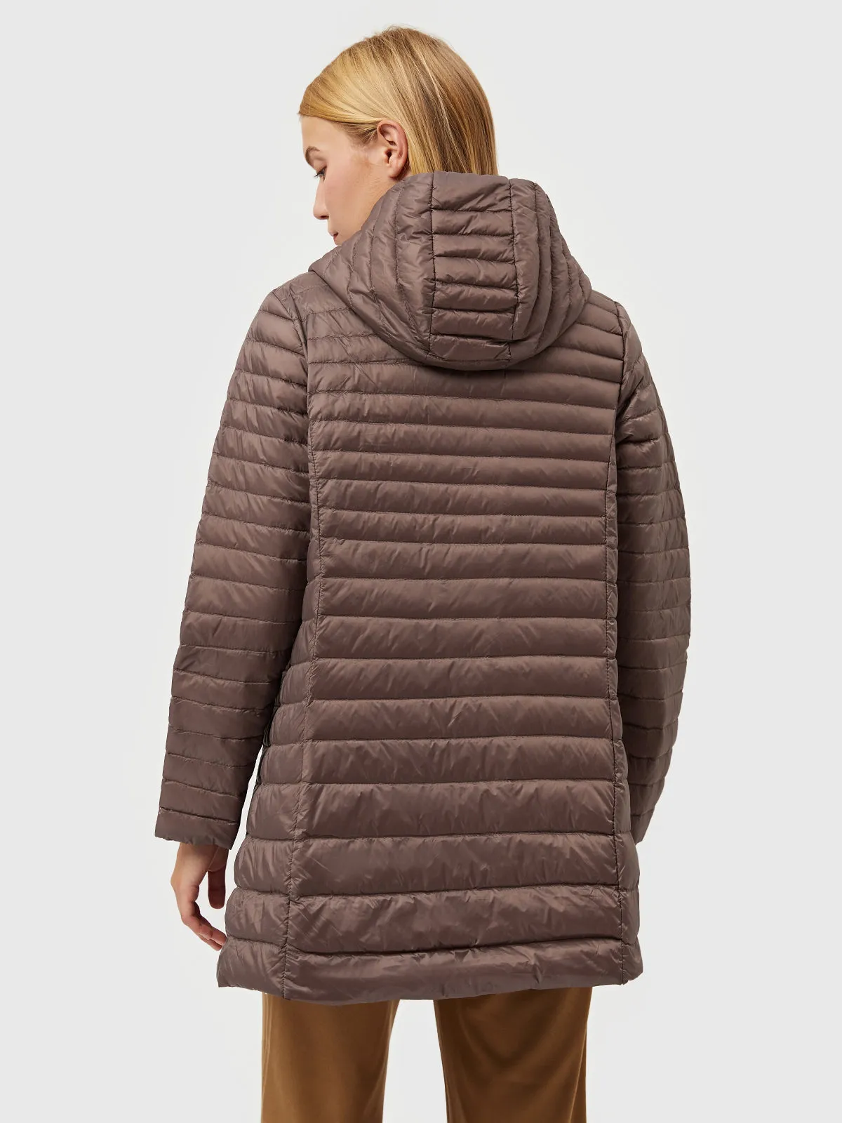 Long Hooded Light Down Puffer  Jacket