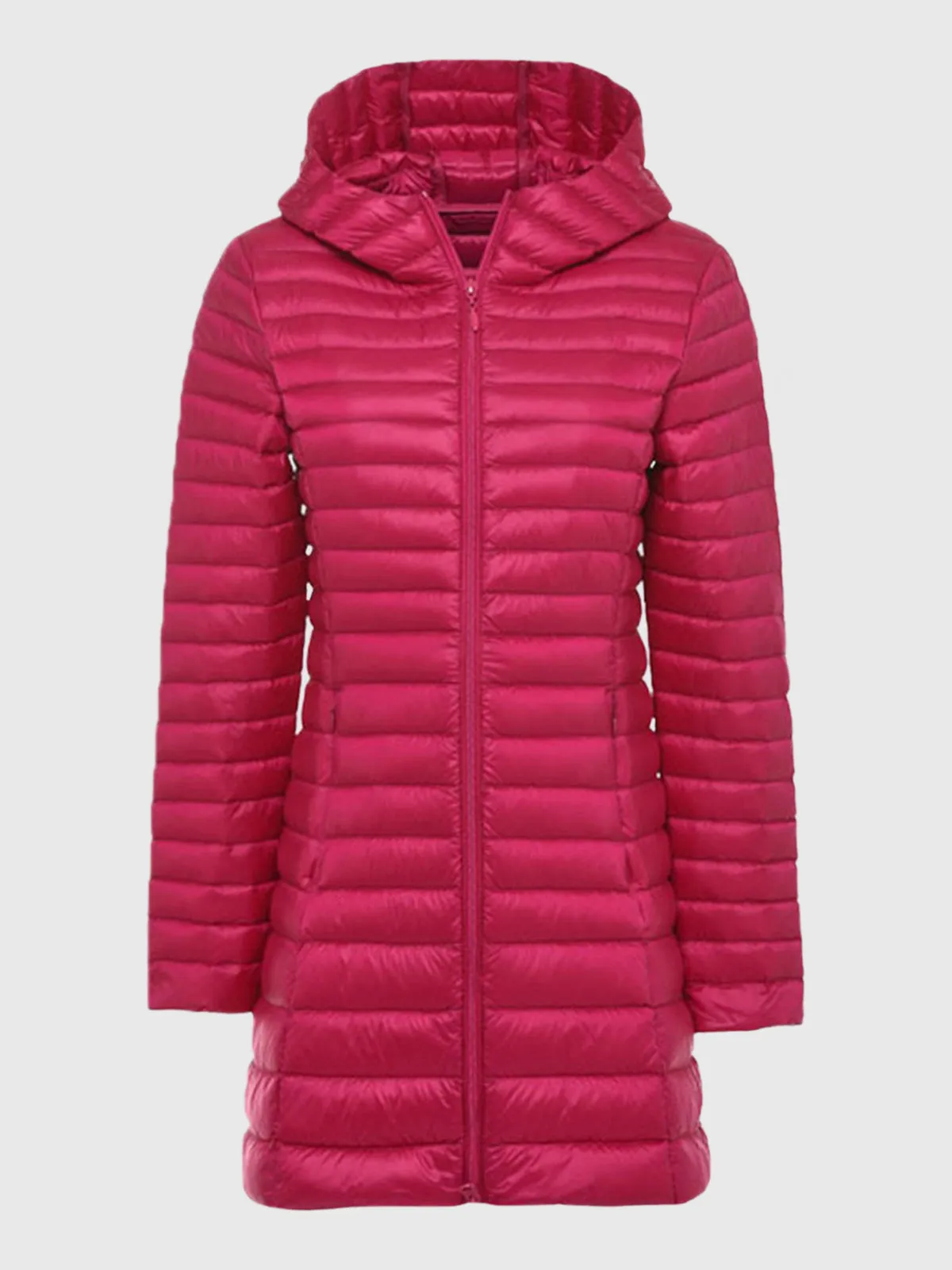 Long Hooded Light Down Puffer  Jacket