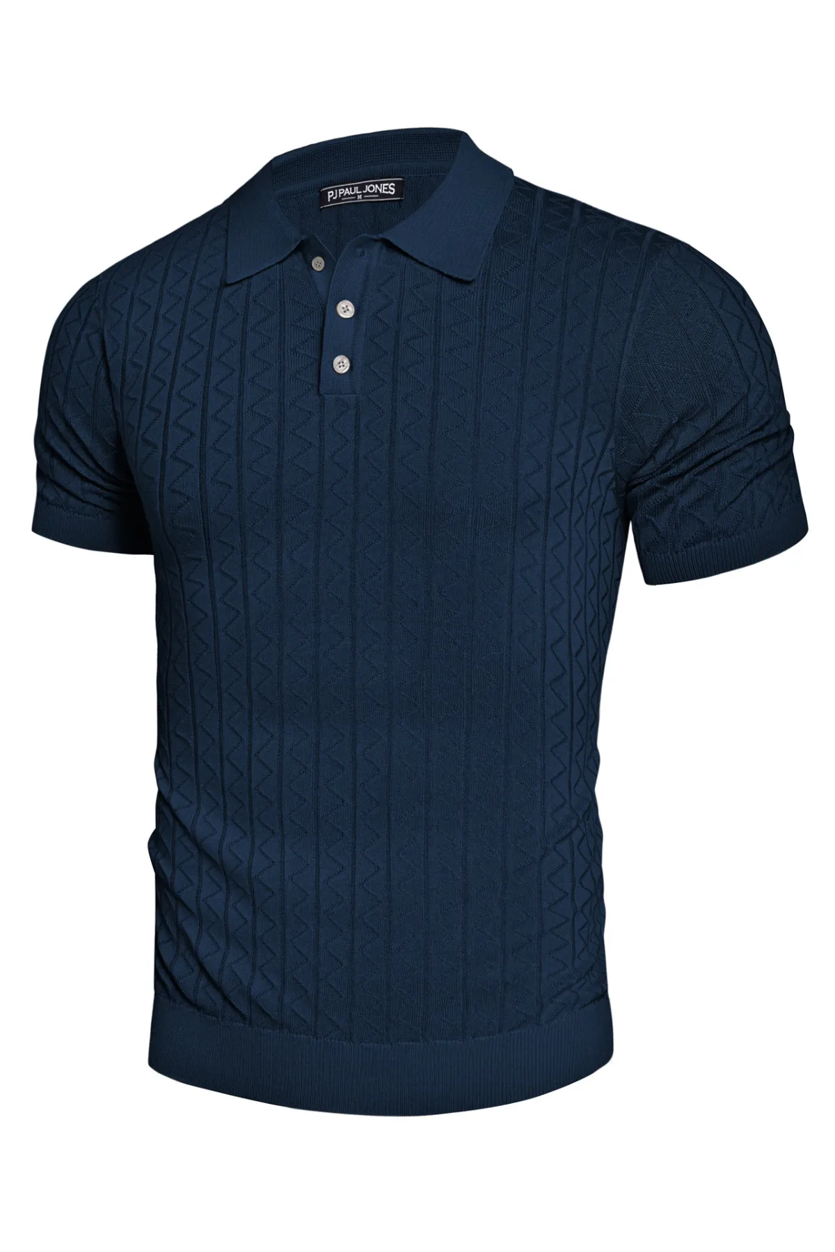 Mens Polo Shirts Short Sleeve Wavy Textured Knit Polo Shirts