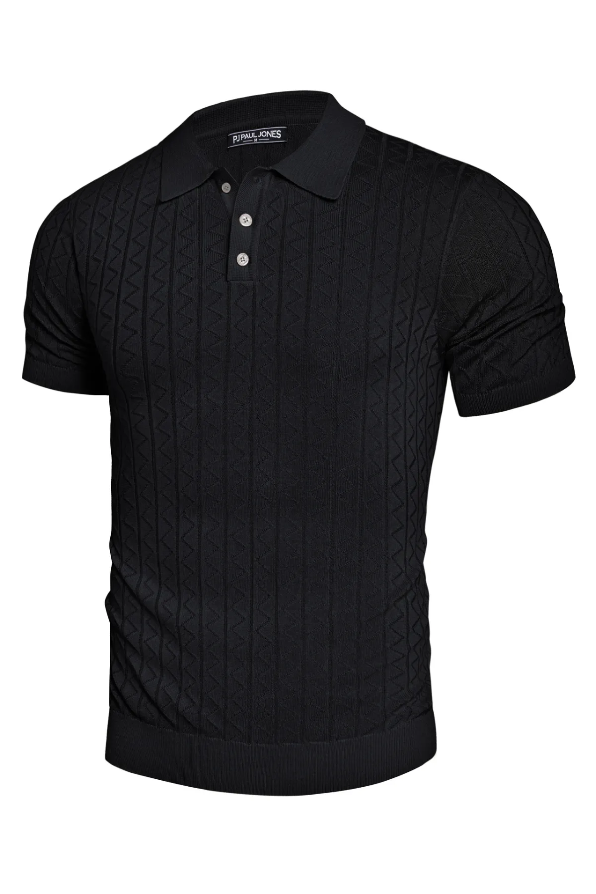 Mens Polo Shirts Short Sleeve Wavy Textured Knit Polo Shirts