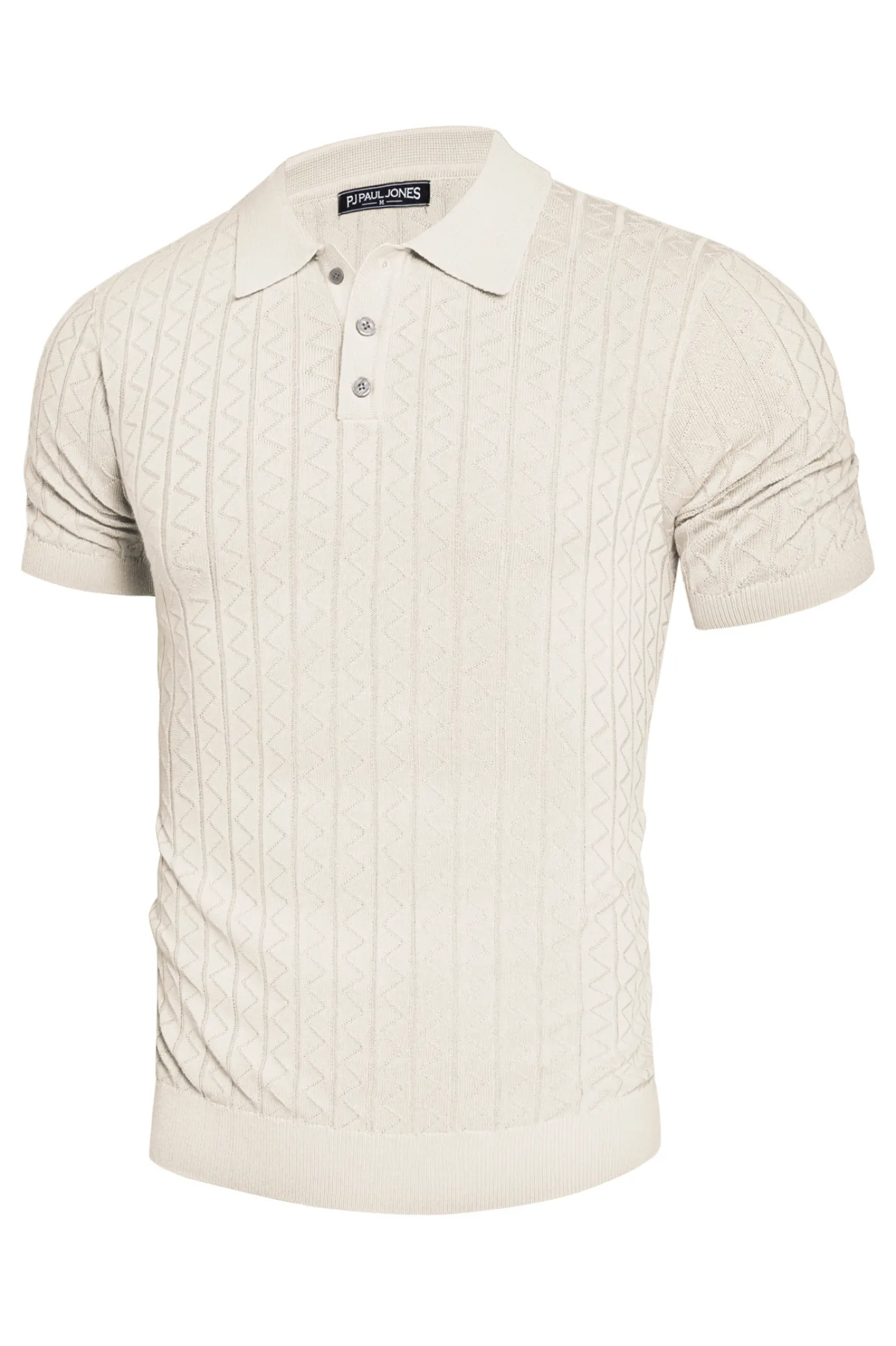 Mens Polo Shirts Short Sleeve Wavy Textured Knit Polo Shirts