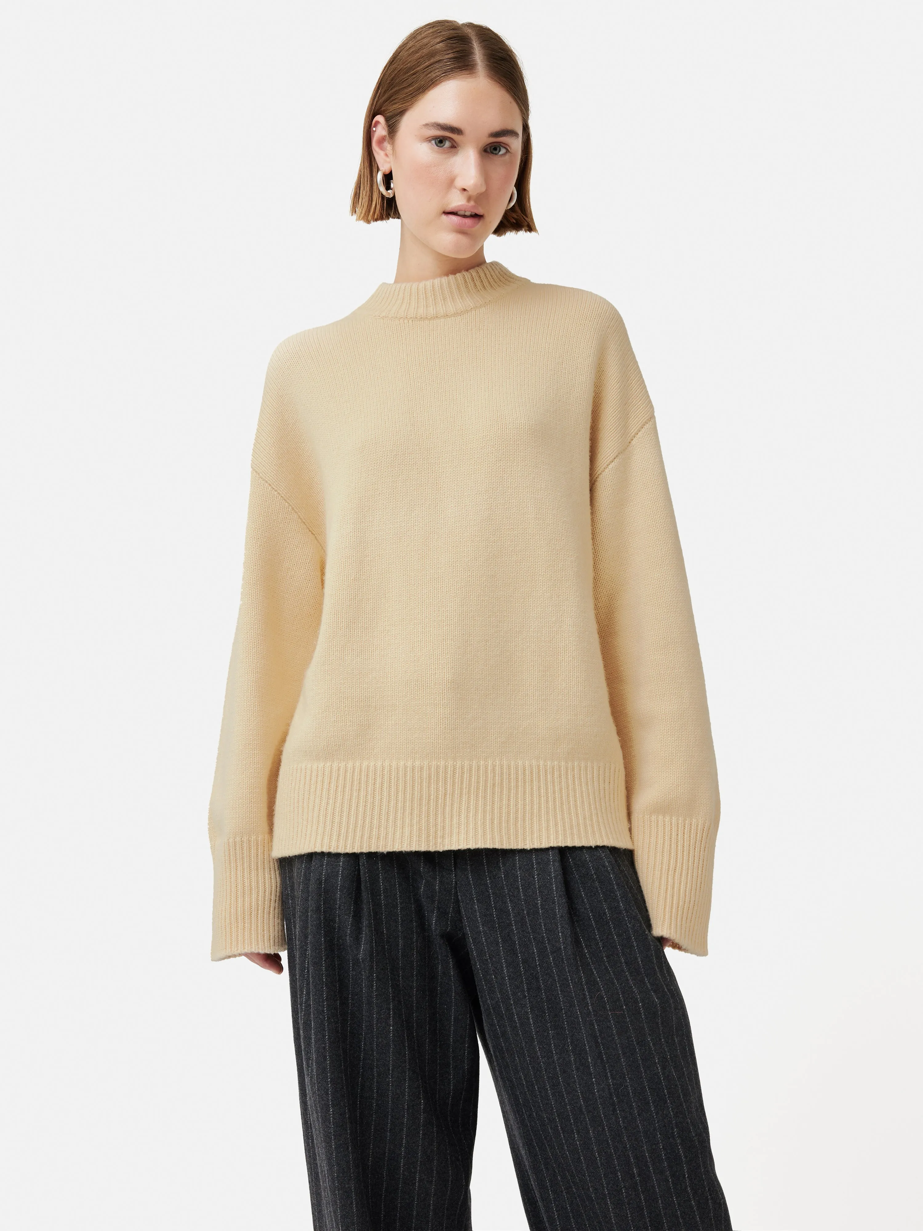 Merino Cashmere Boyfriend Crew | Cream