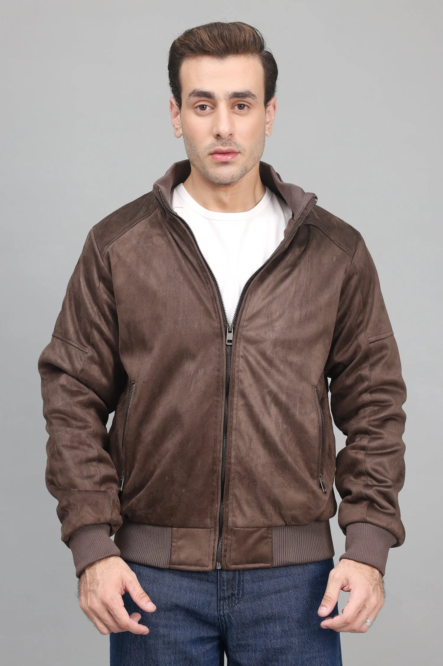 MINIMALIST BOMBER JACKET-COFFEE