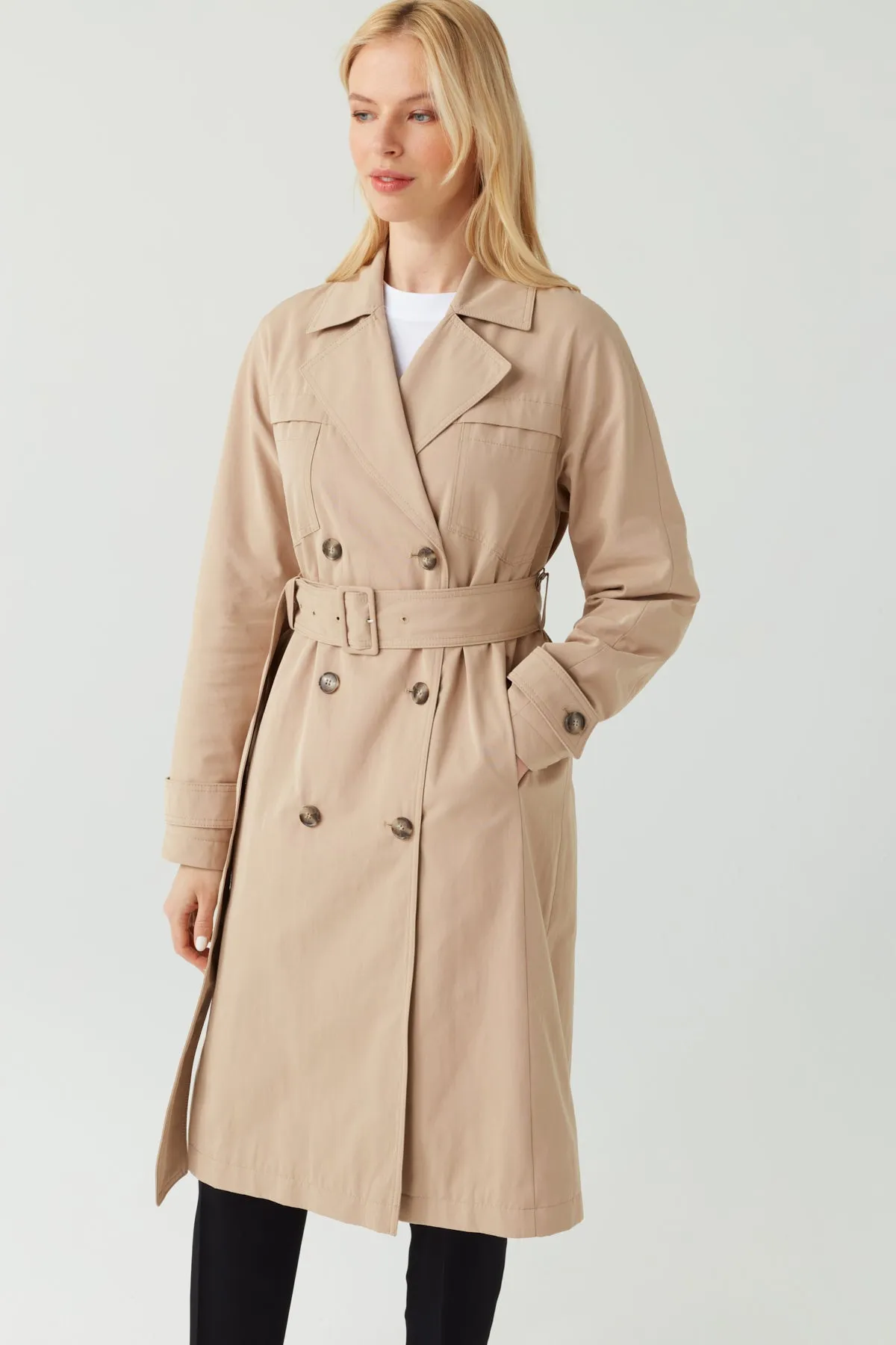 MODERN SOFT TRENCH COAT SAND