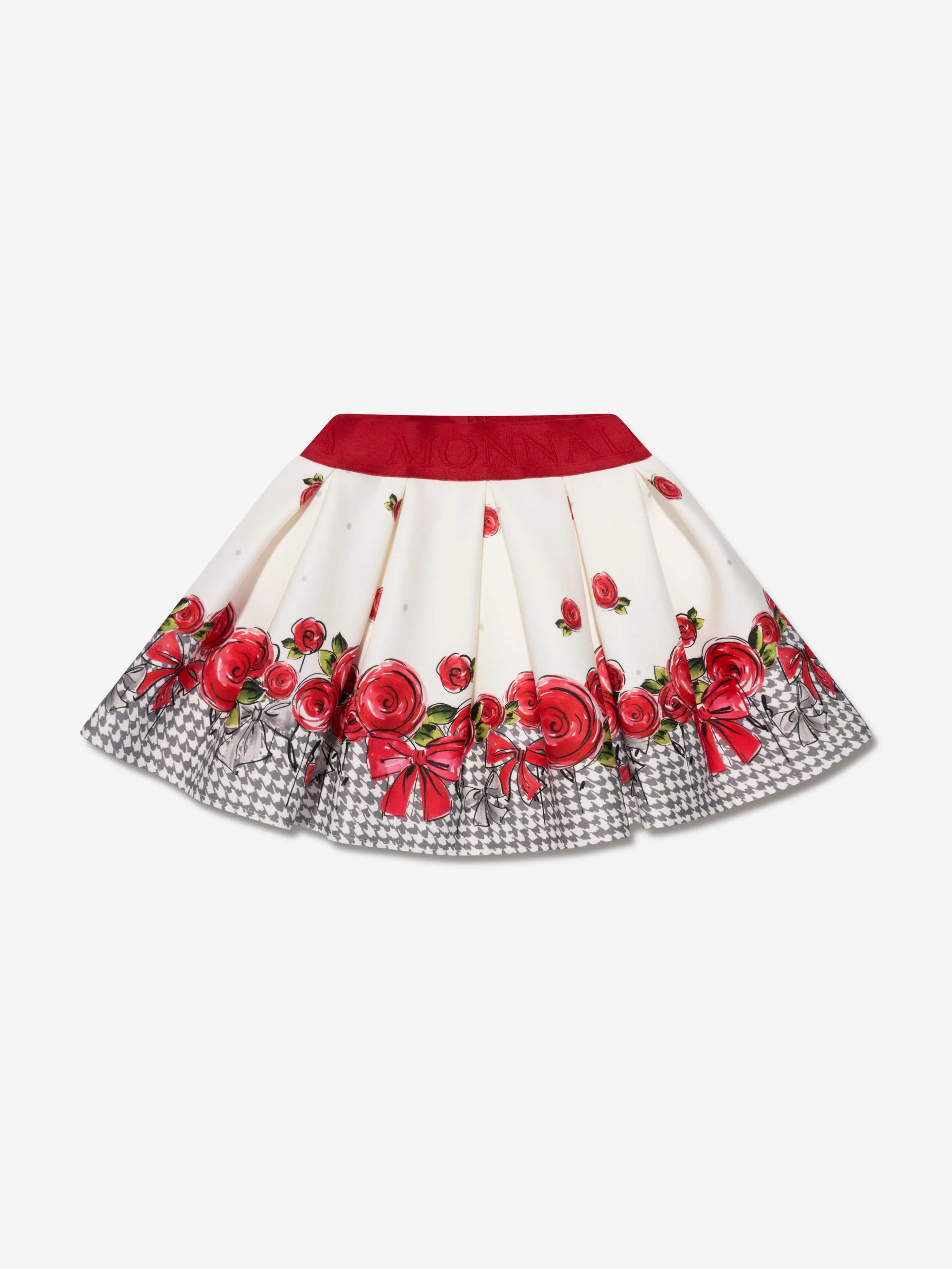 Monnalisa Baby Girls Rose Neoprene Skirt in Ivory