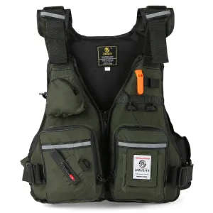 Multi-Pockets Fly Fishing Jacket Buoyancy Vest with Water Bottle Holder