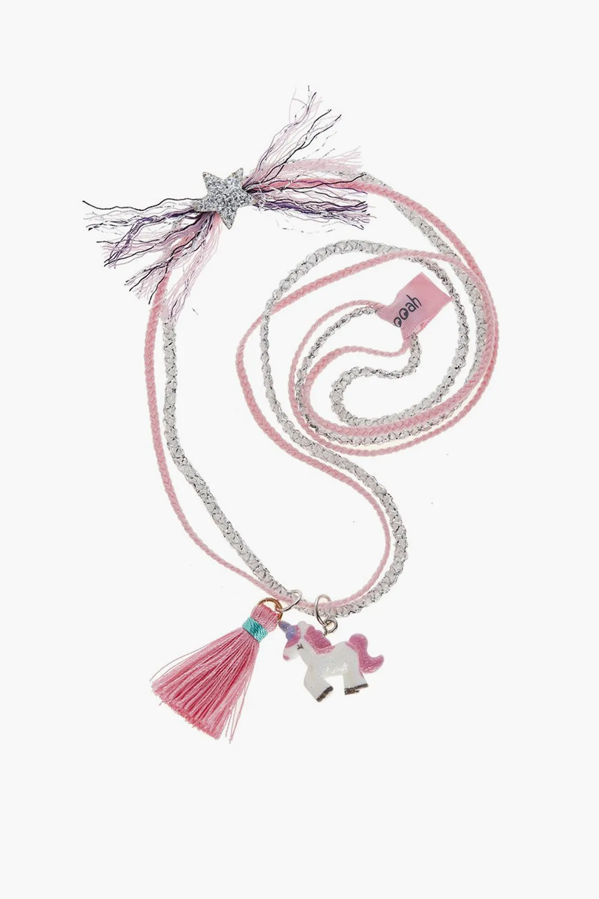 Ooahooah Unicorn Tassel Girls Necklace - Bright Pink