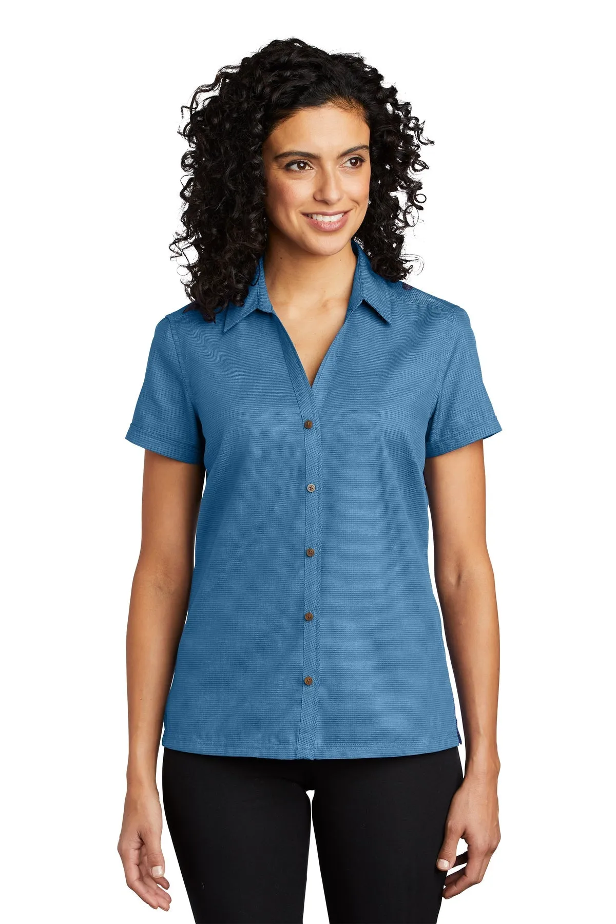 Port Authority Ladies Textured Customized Camp Shirts, Celadon