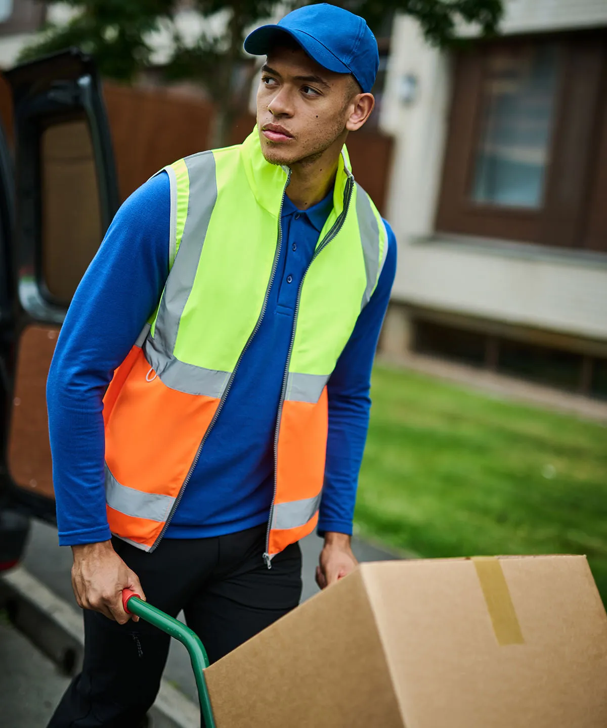 Pro hi-vis full-zip gilet | Yellow/Navy