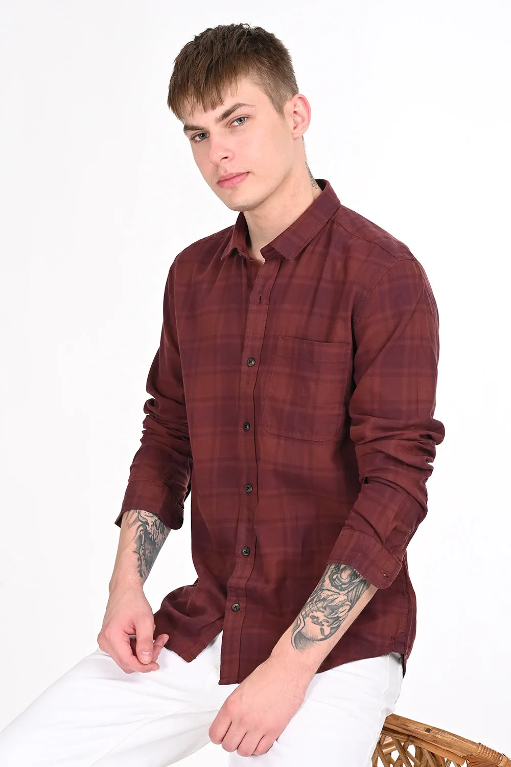 Red Checkered Casual Shirt