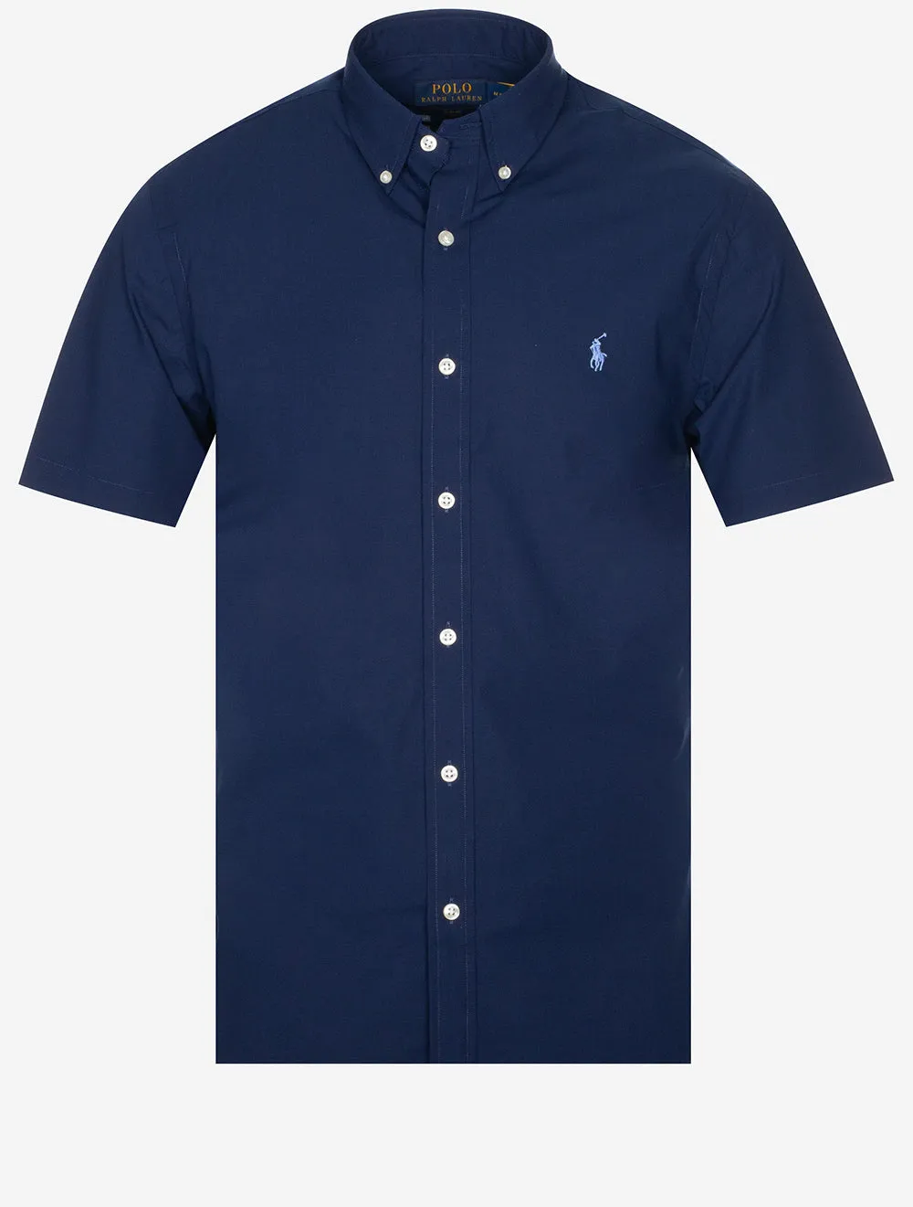 Short Sleeve Plain Buttondown Shirt Cruise Navy