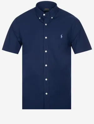 Short Sleeve Plain Buttondown Shirt Cruise Navy