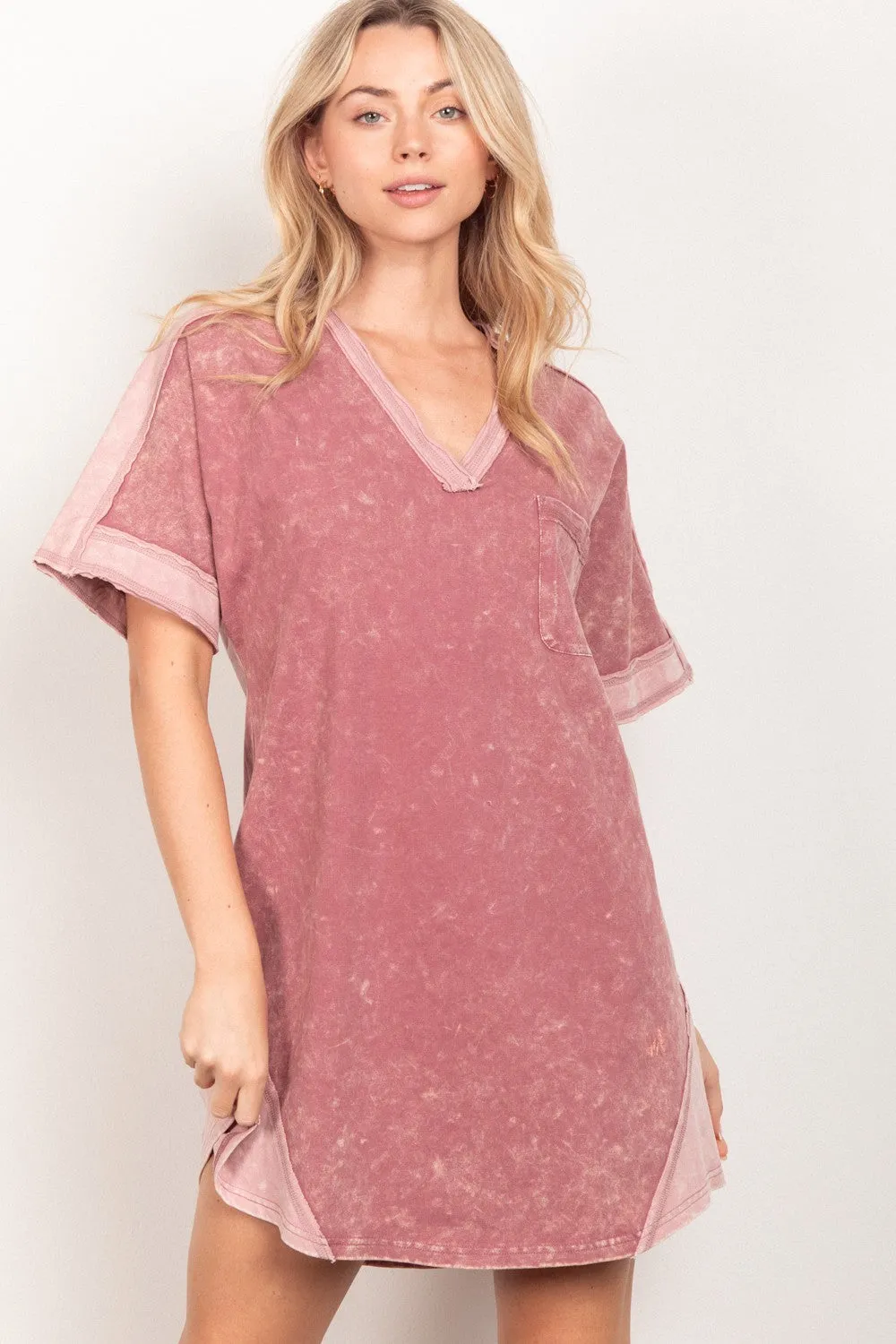 Short Sleeve V-Neck Tee Dress