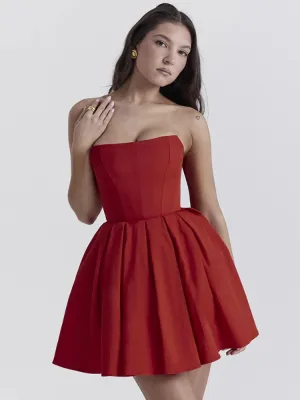 Strapless Corset Stylish Flare Mini Dress