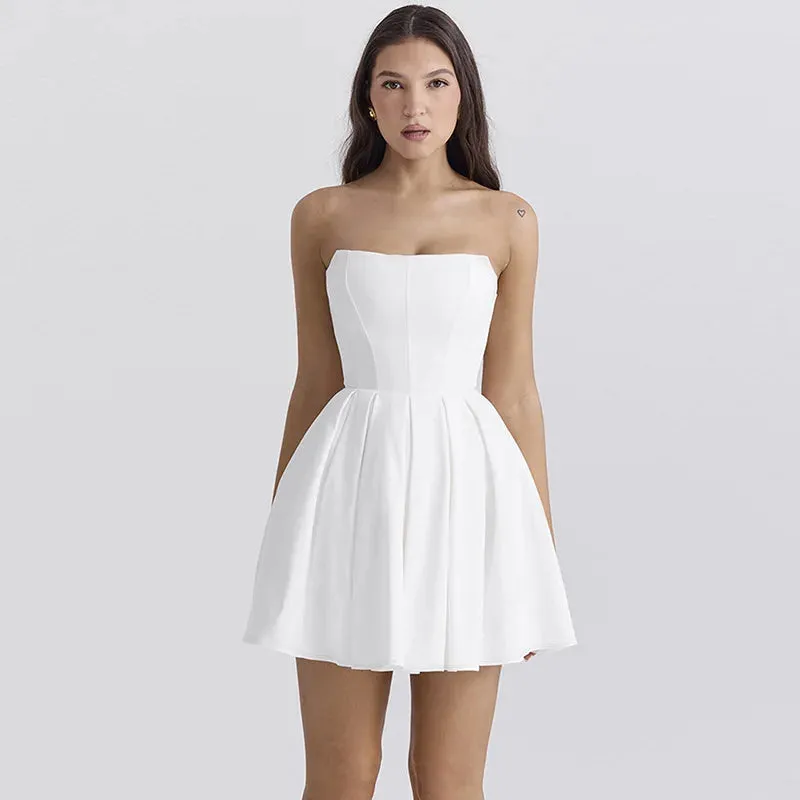 Strapless Corset Stylish Flare Mini Dress