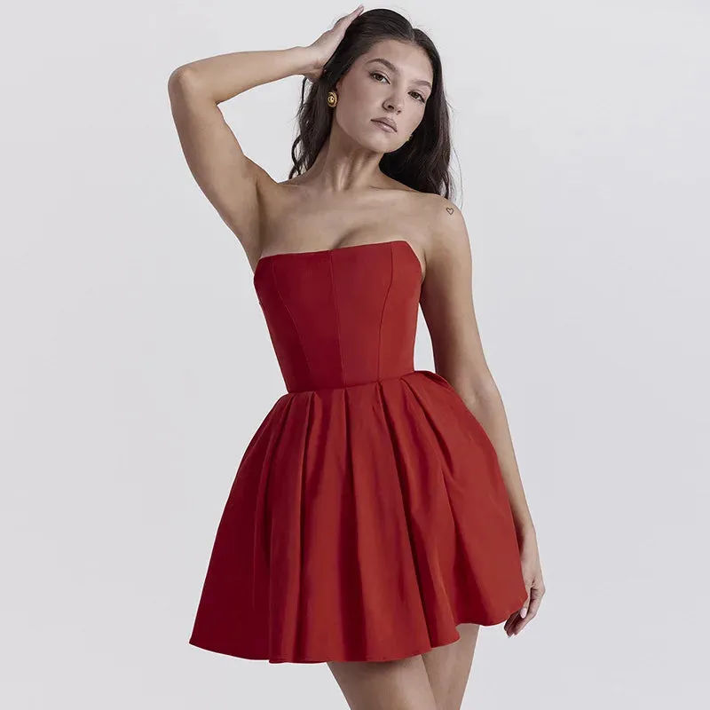 Strapless Corset Stylish Flare Mini Dress