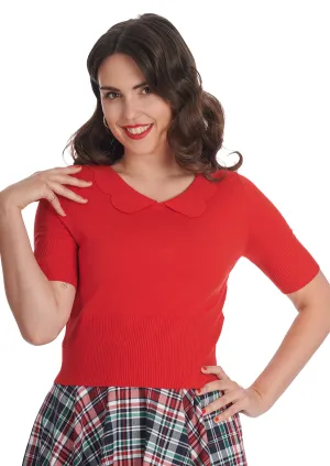 Sweet Sunny Collared Sweater in Red by Banned Apparel