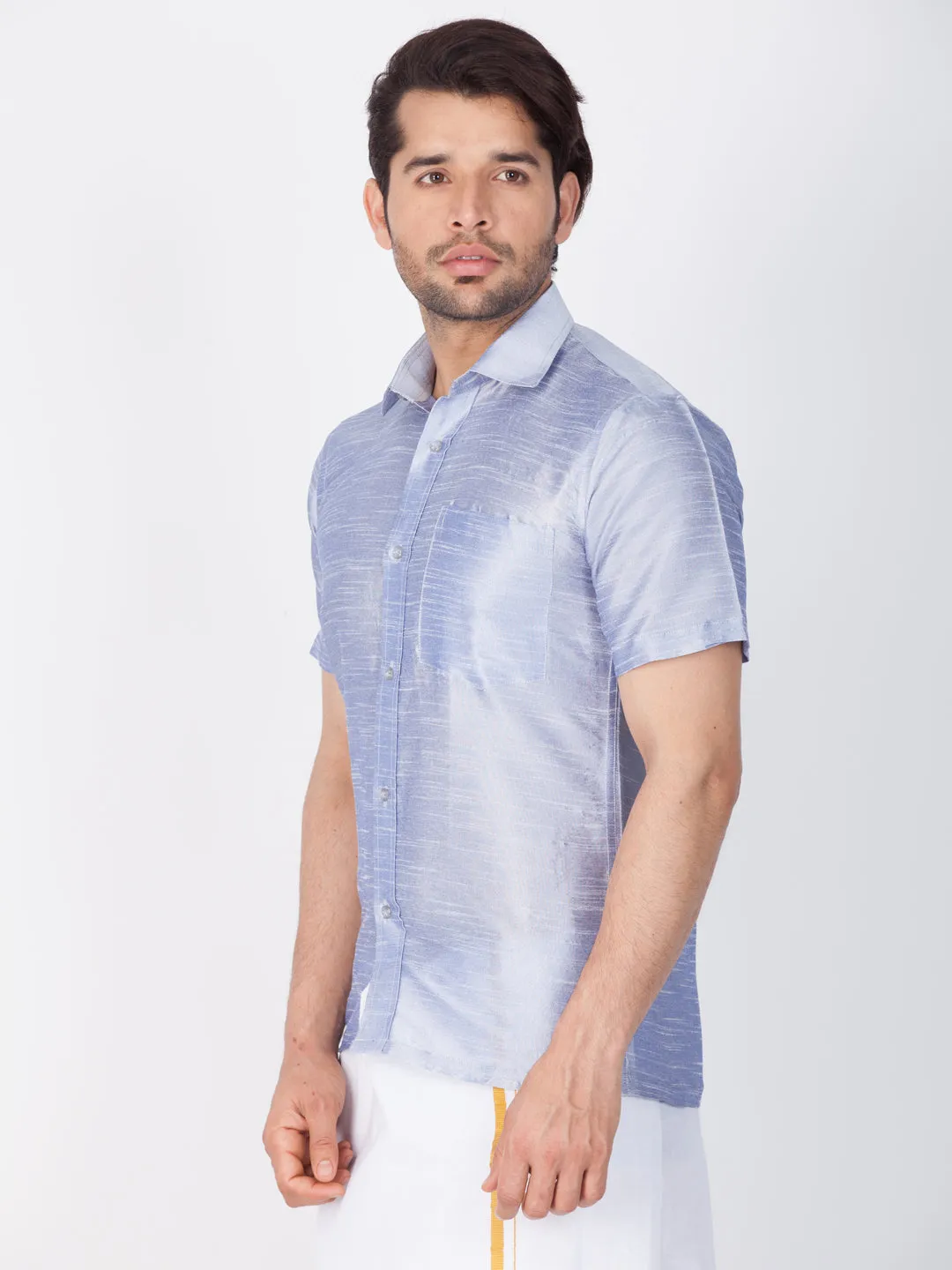 VASTRAMAY Men's Lavender Silk Blend Shirt