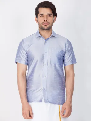 VASTRAMAY Men's Lavender Silk Blend Shirt