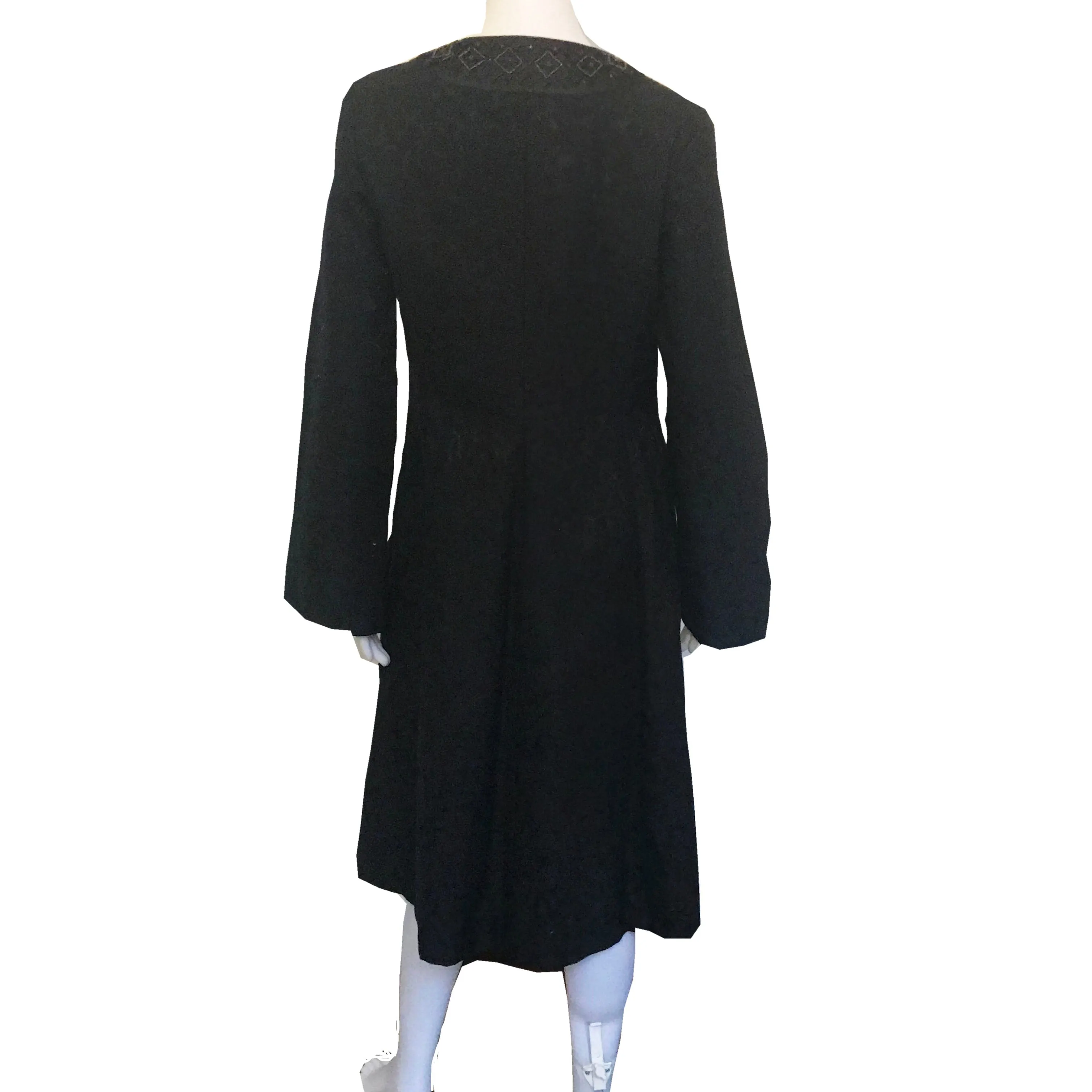 Vintage 1960s Black Jacquard Beaded Formal Coat