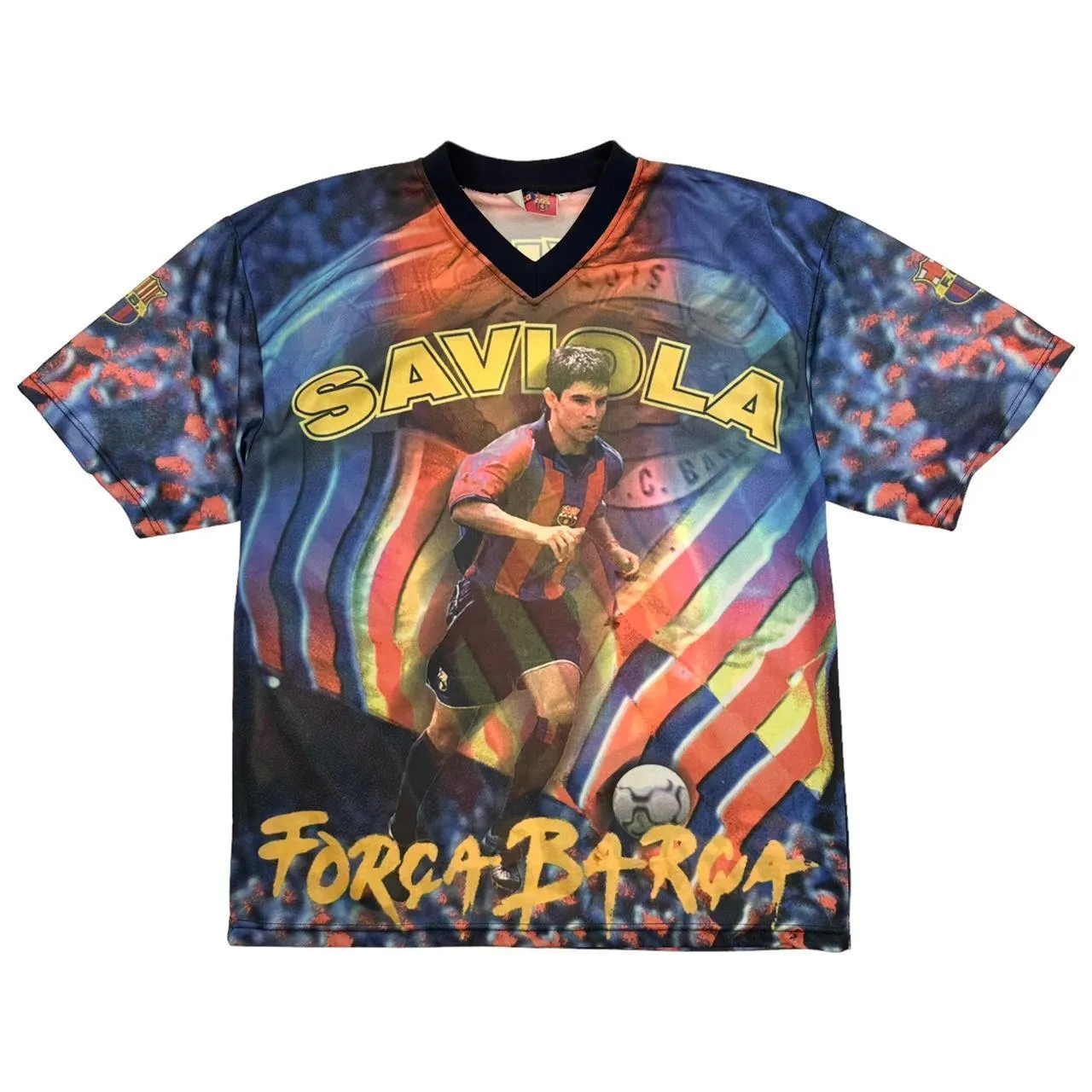 Vintage Saviola Barcelona Football shirt size M