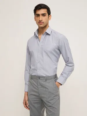 WES Formals Grey Checks Print Slim-Fit Shirt