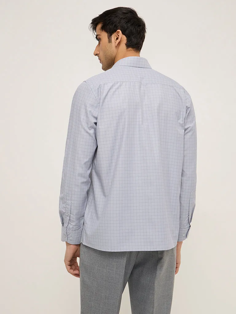 WES Formals Grey Checks Print Slim-Fit Shirt